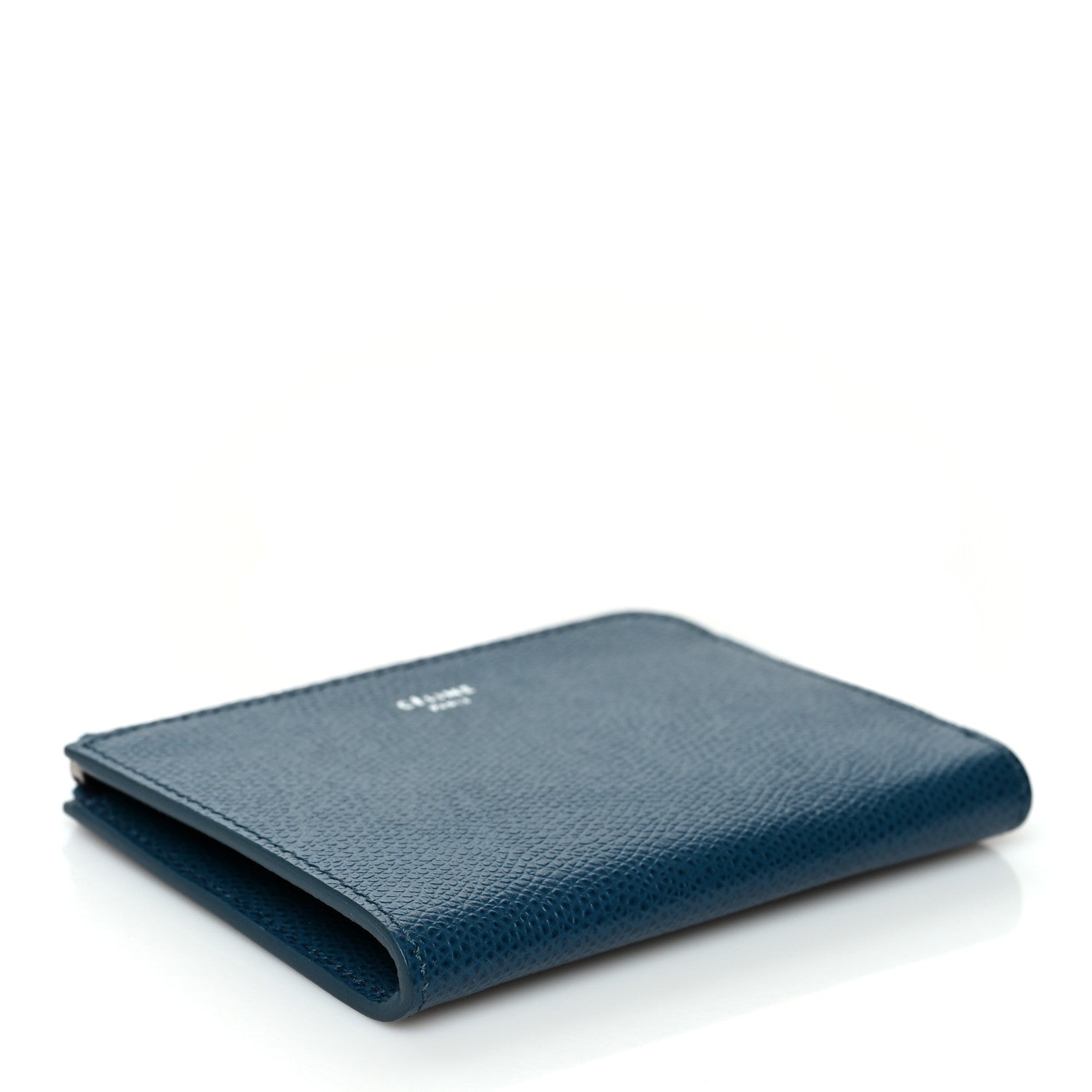 Celine Drummed Calfskin Medium Half Zip Multifunction Wallet Coin Purse Blue 4 of 8