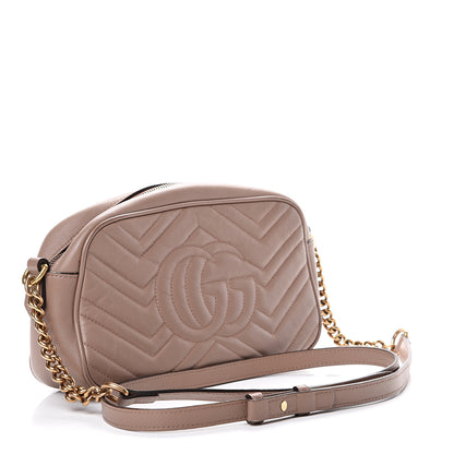 Gucci Calfskin Matelasse Small GG Marmont Chain Shoulder Bag Porcelain Rose 2 of 17