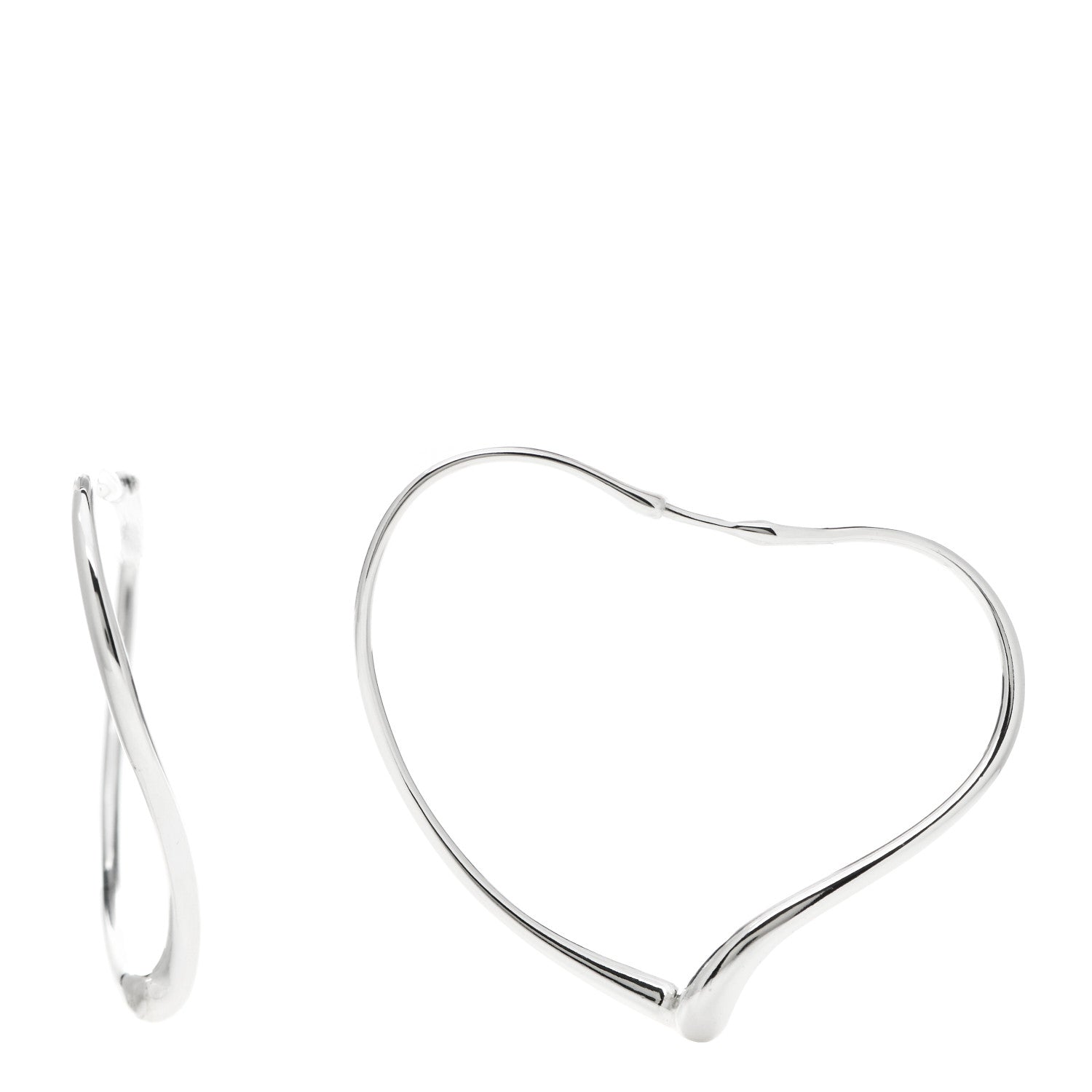 Tiffany Sterling Silver Medium Elsa Peretti Open Heart Hoop Earrings 1 of 5