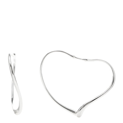 Tiffany Sterling Silver Medium Elsa Peretti Open Heart Hoop Earrings 1 of 5