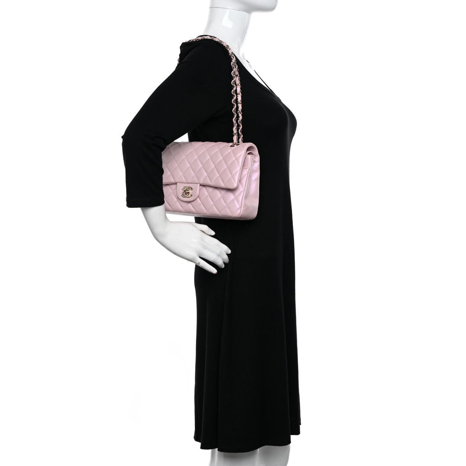 Chanel Iridescent Calfskin Quilted Medium Double Flap Light Pink 2 of 11