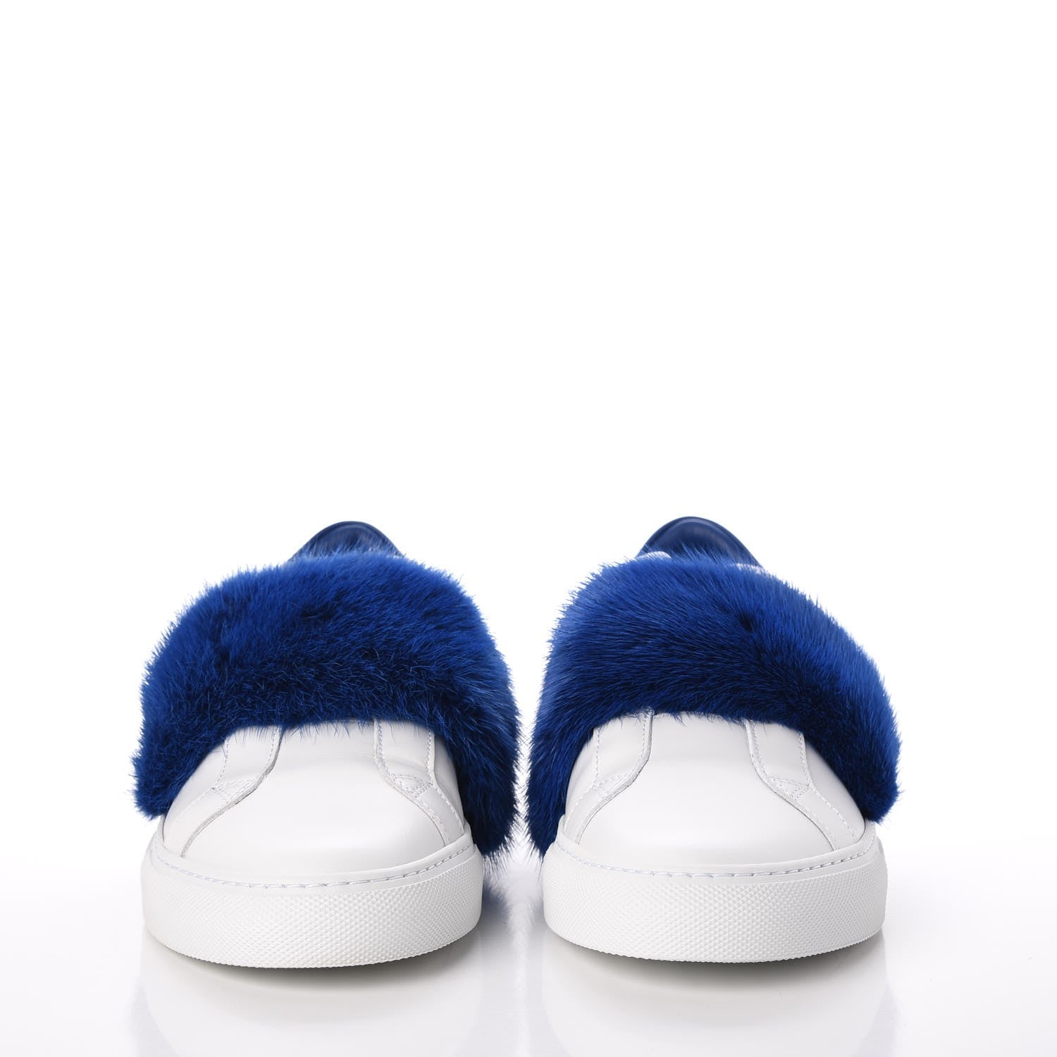 Givenchy Calfskin Mink Fur Womens Urban Street Sneakers 41 White Electric Blue 2 of 12