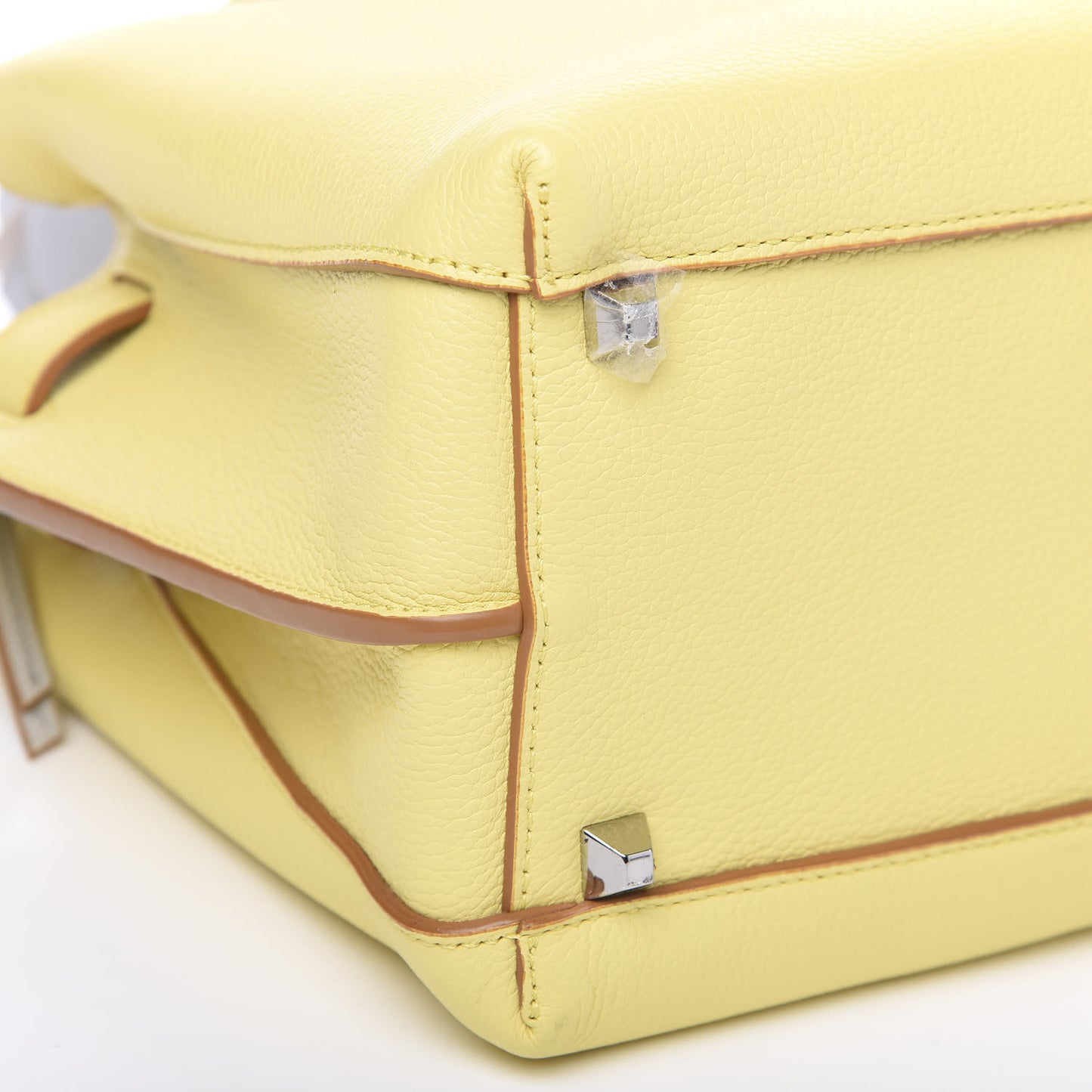 Grained Calfskin Medium Milla Tote Custard Yellow