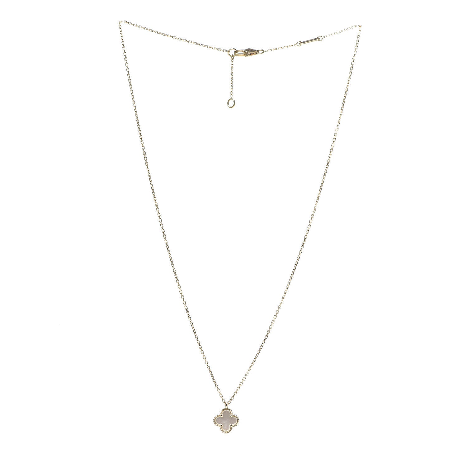 Van Cleef & Arpels 18K Yellow Gold Mother of Pearl Sweet Alhambra Pendant Necklace 2 of 6