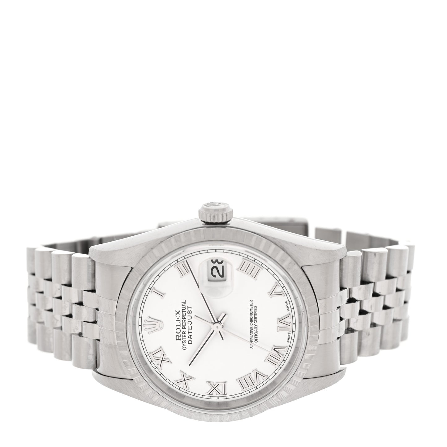 Stainless Steel 36mm Oyster Perpetual Datejust Watch White Roman 16220