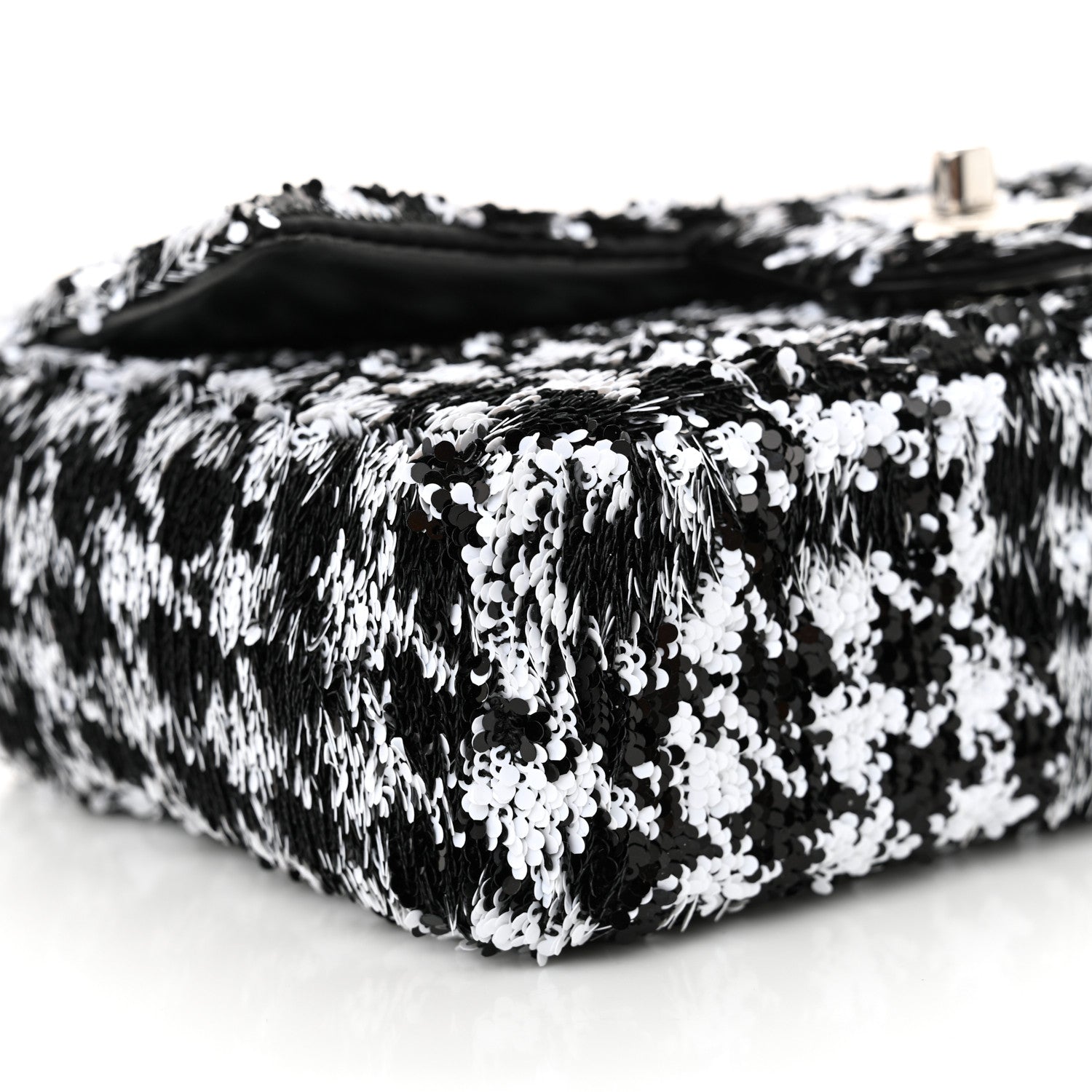 Chanel Sequin Houndstooth Small Flap Black White 9 of 11