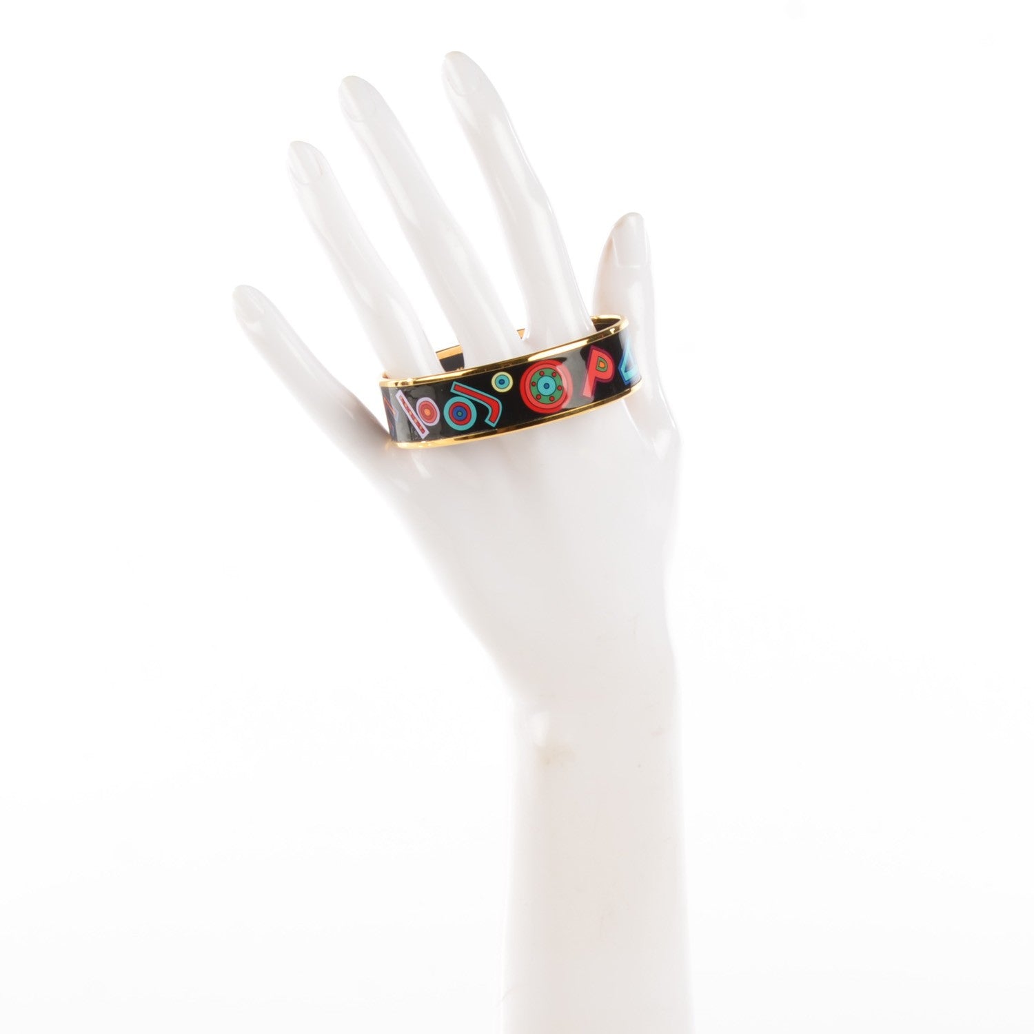 Hermes Enamel Printed Wide Tohu Bohu Bracelet 62 Black 2 of 5