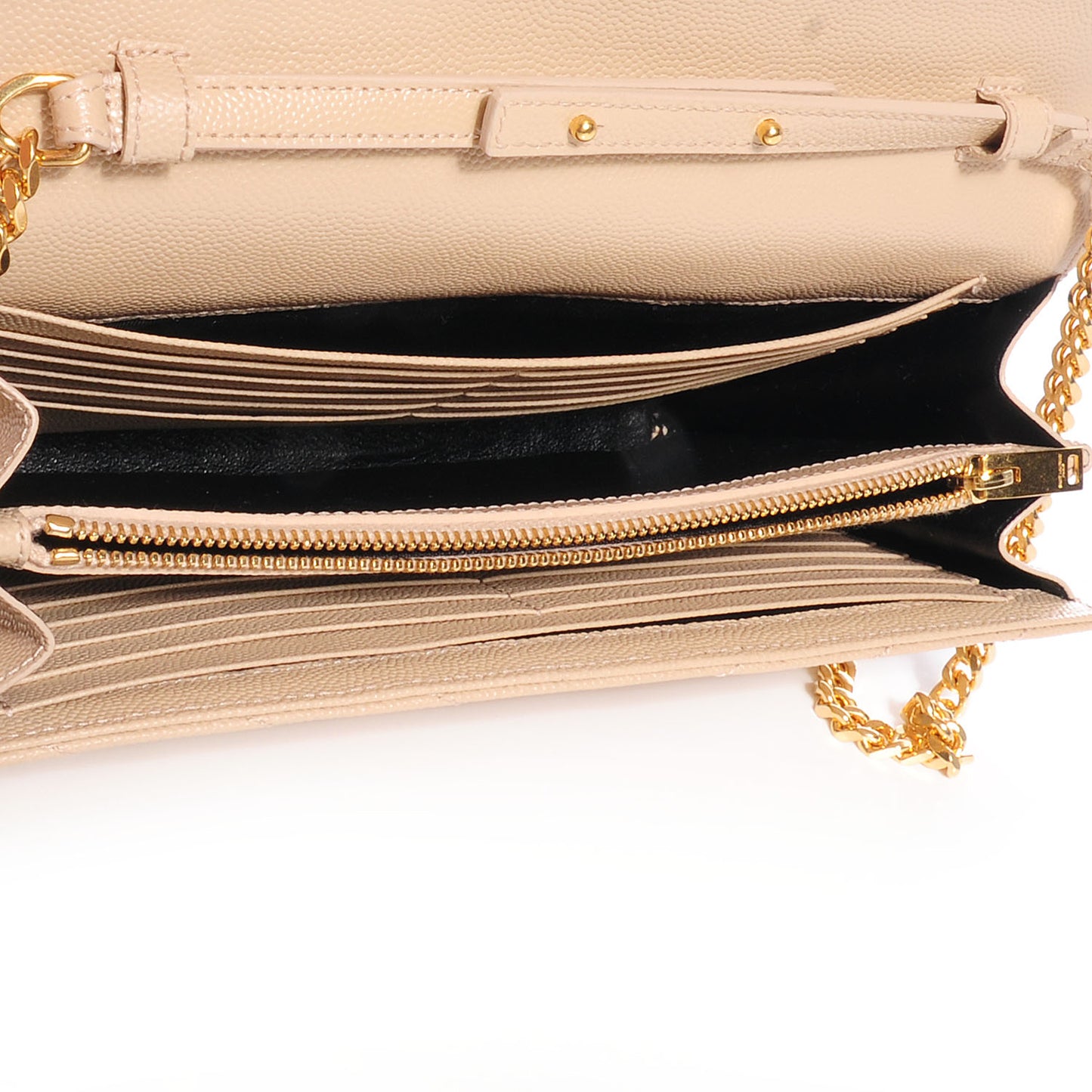 Matelasse Chevron Monogram Chain Wallet Powder