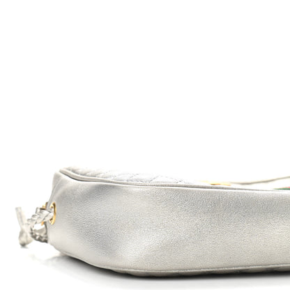 Gucci Laminated Nappa Web Trapuntata Small GG Shoulder Bag Argento 9 of 10