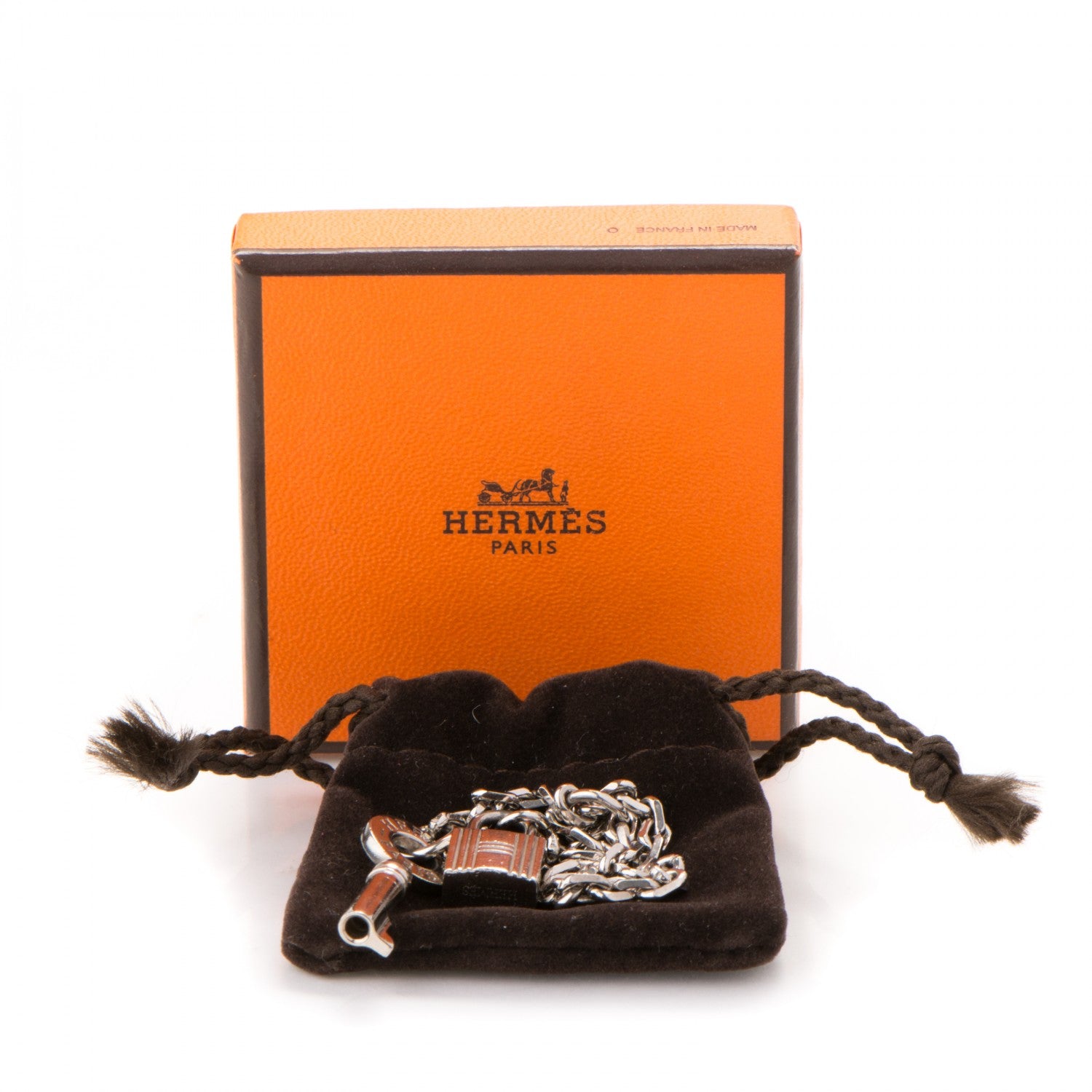 Hermes Sterling Silver Cadena Lock and Key Chain Bag Charm 5 of 5