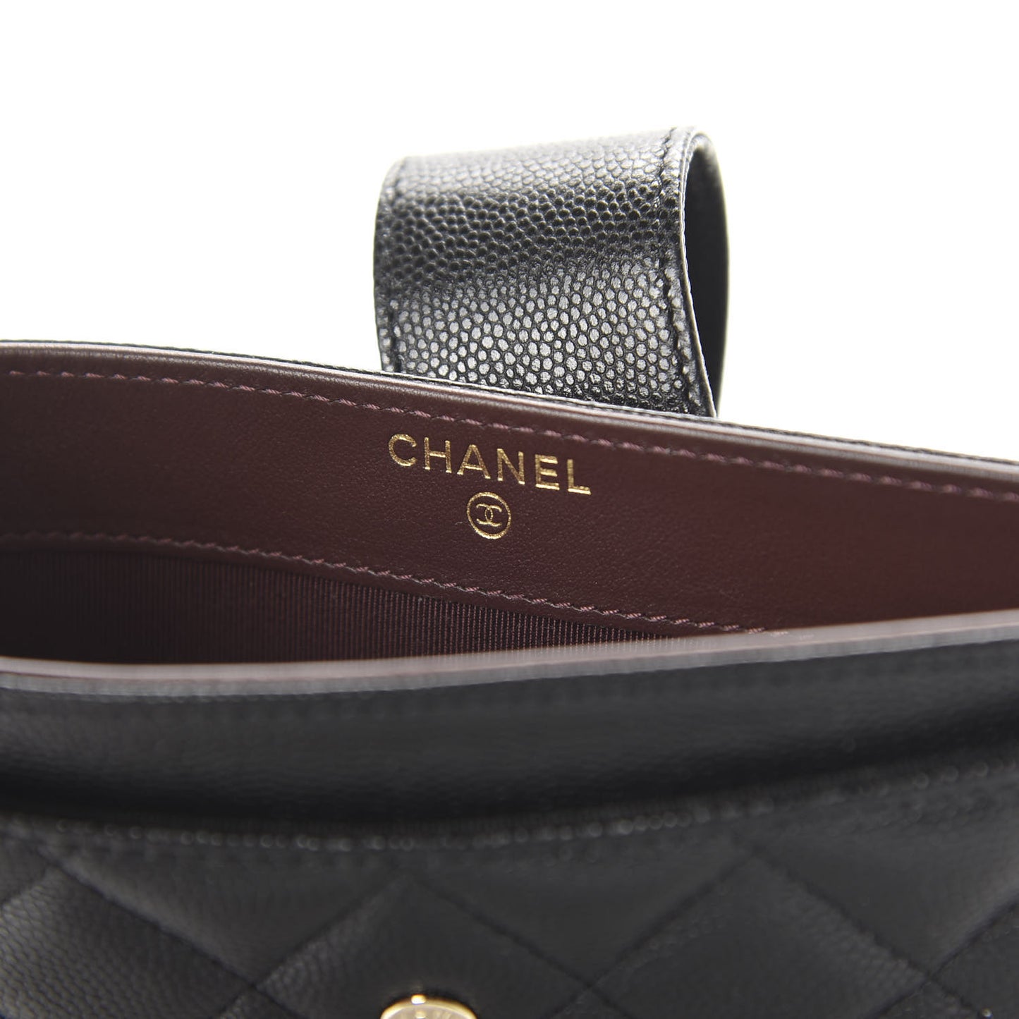 Caviar Quilted Classic Strap Pouch Black
