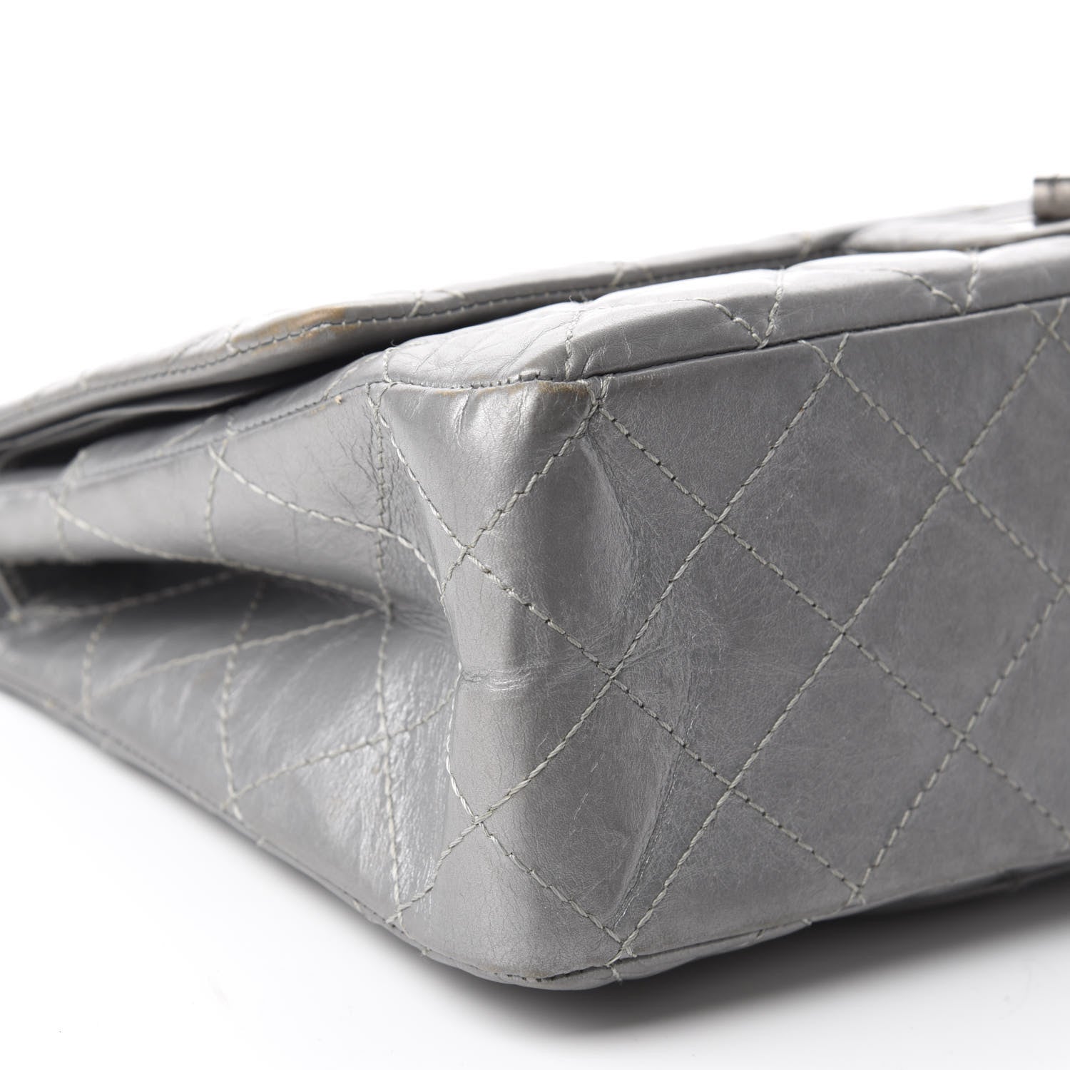 Chanel Metallic Aged Calfskin Quilted 2.55 Reissue 227 Flap Argent Fonce 6 of 23