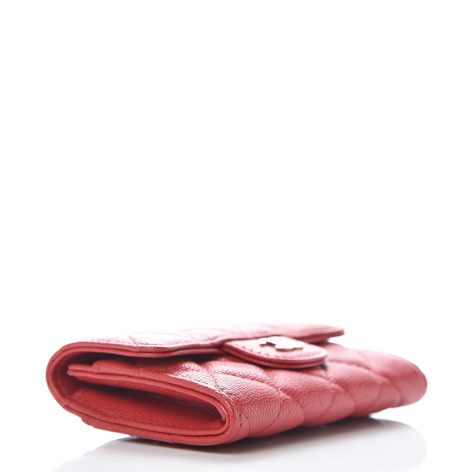 Chanel Caviar Quilted Flap Card Holder Wallet Red 4 of 9