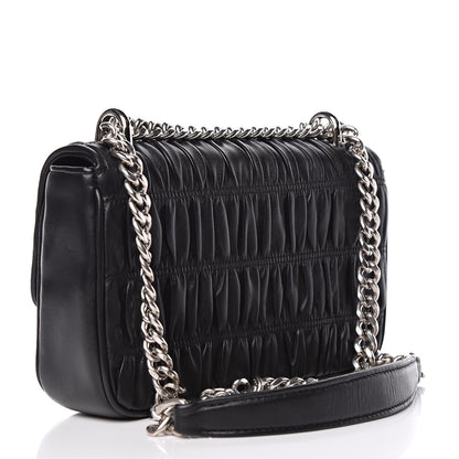 Prada Nappa Gaufre Small Sound Chain Flap Shoulder Bag Black 3 of 9