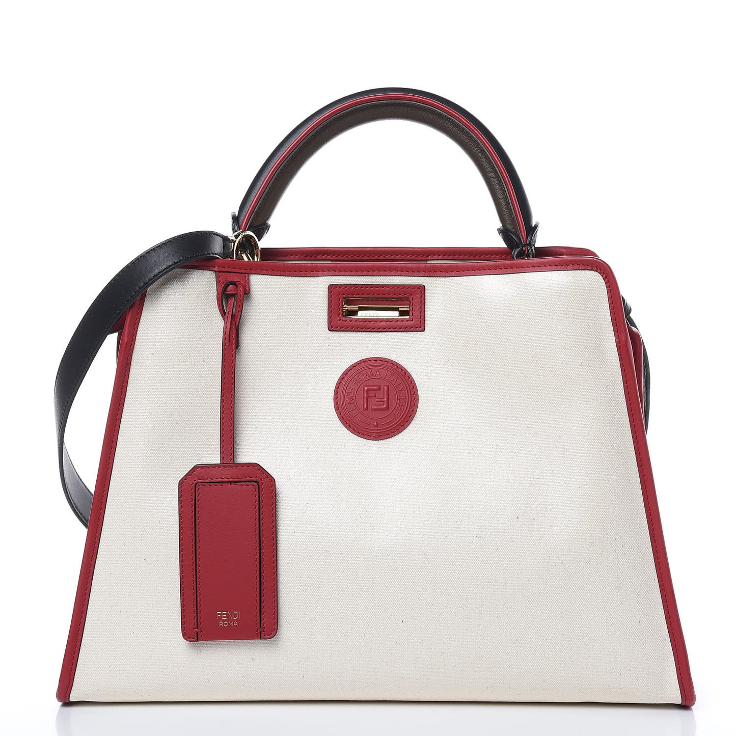Vitello Seta Century Nappa Medium Peekaboo Iconic Defender Satchel Black Fragola Maya