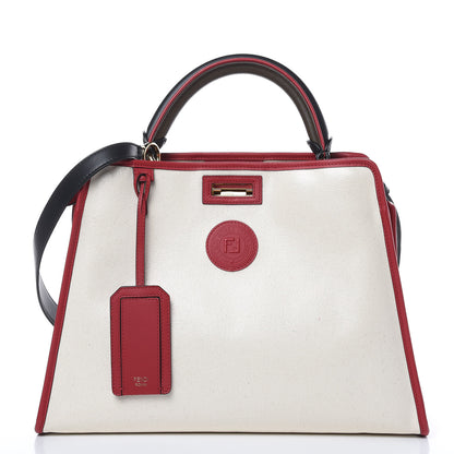 Fendi Vitello Seta Century Nappa Medium Peekaboo Iconic Defender Satchel Black Fragola Maya 3 of 16