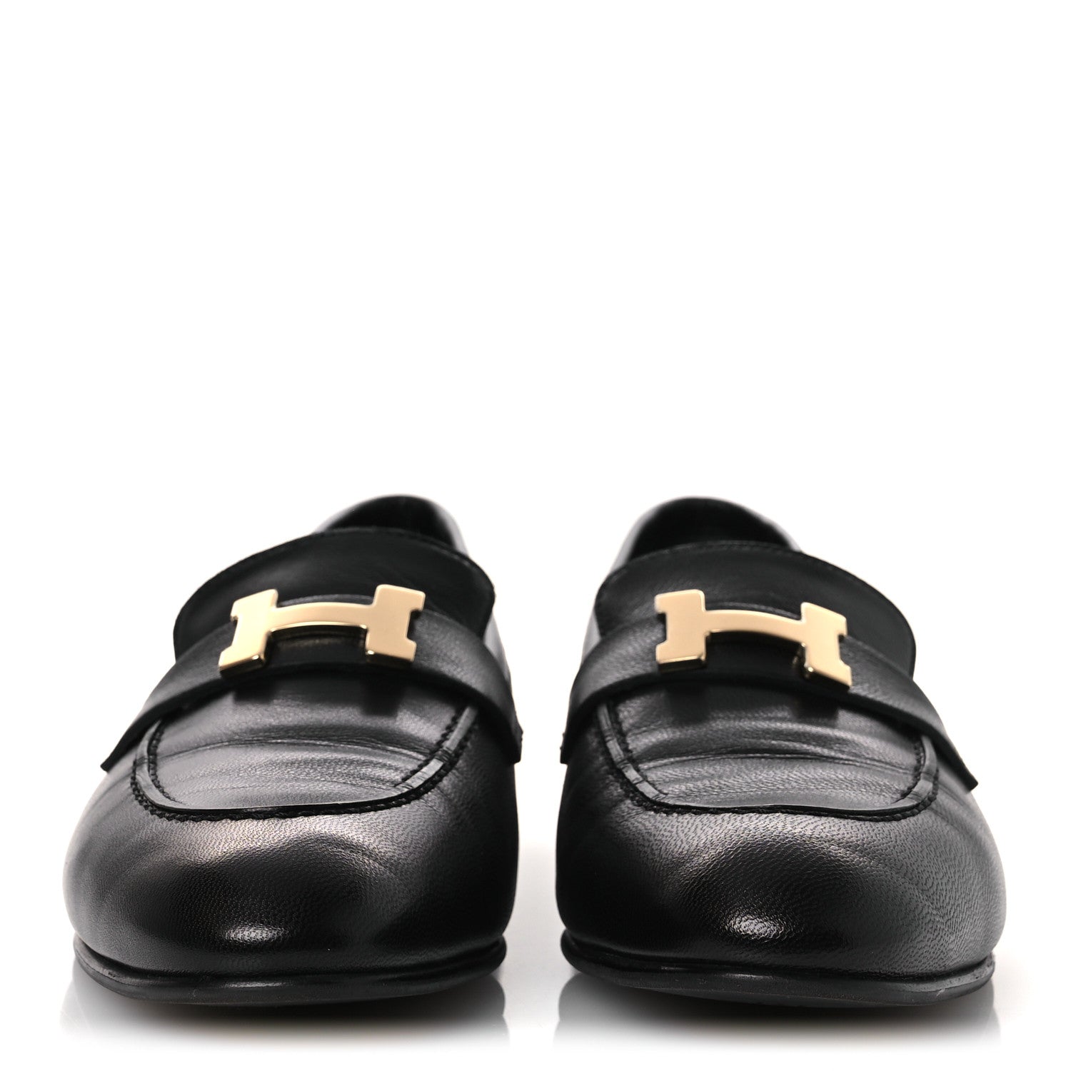 Hermes Goatskin Womens Paris Loafers 39.5 Black 3 of 12