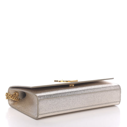 Saint Laurent Metallic Calfskin Medium Classic Monogram Kate Satchel Pale Gold 4 of 10