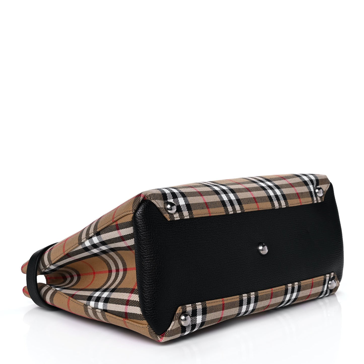 Goatskin Vintage Check Medium Banner Tote Black