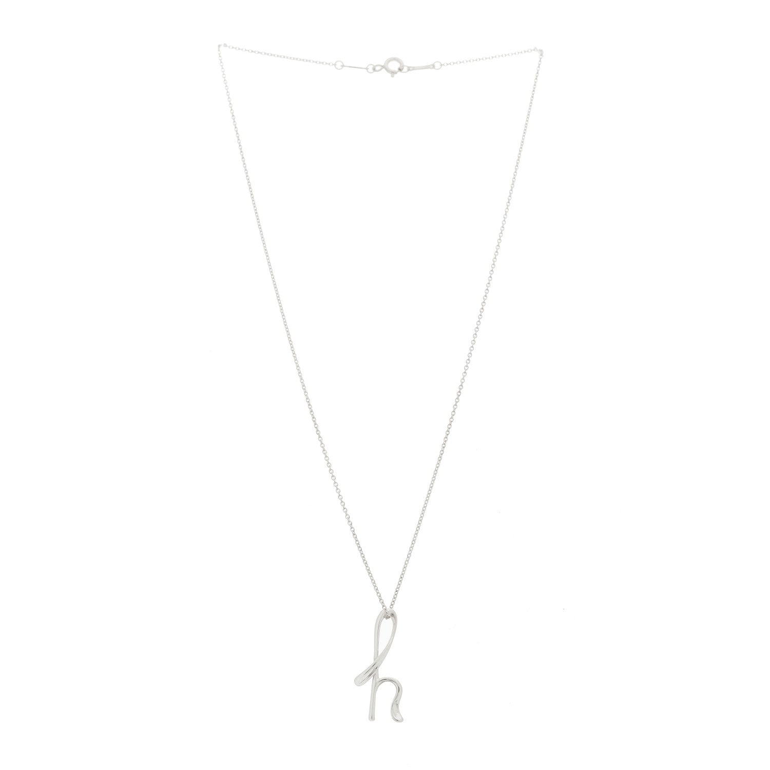 Tiffany Sterling Silver Elsa Peretti Letter H Pendant Necklace 3 of 5