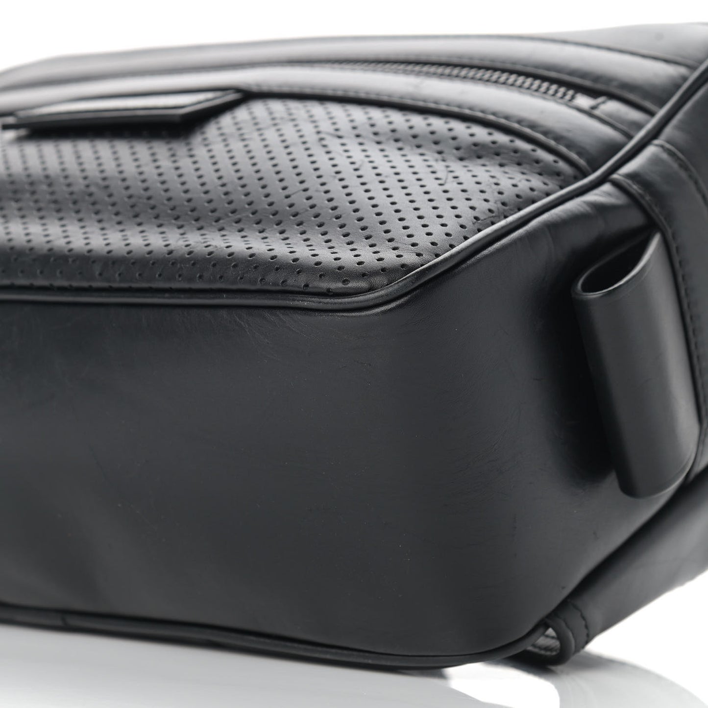 Perforated Calfskin Leggero Intrecciato Belt Bag Black