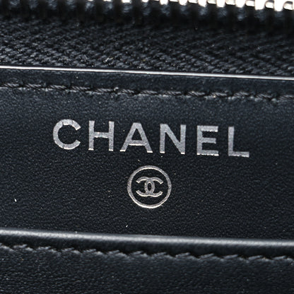 Chanel Patent Goatskin Quilted Medium Paris Dallas Zip Around Wallet Black 6 of 12