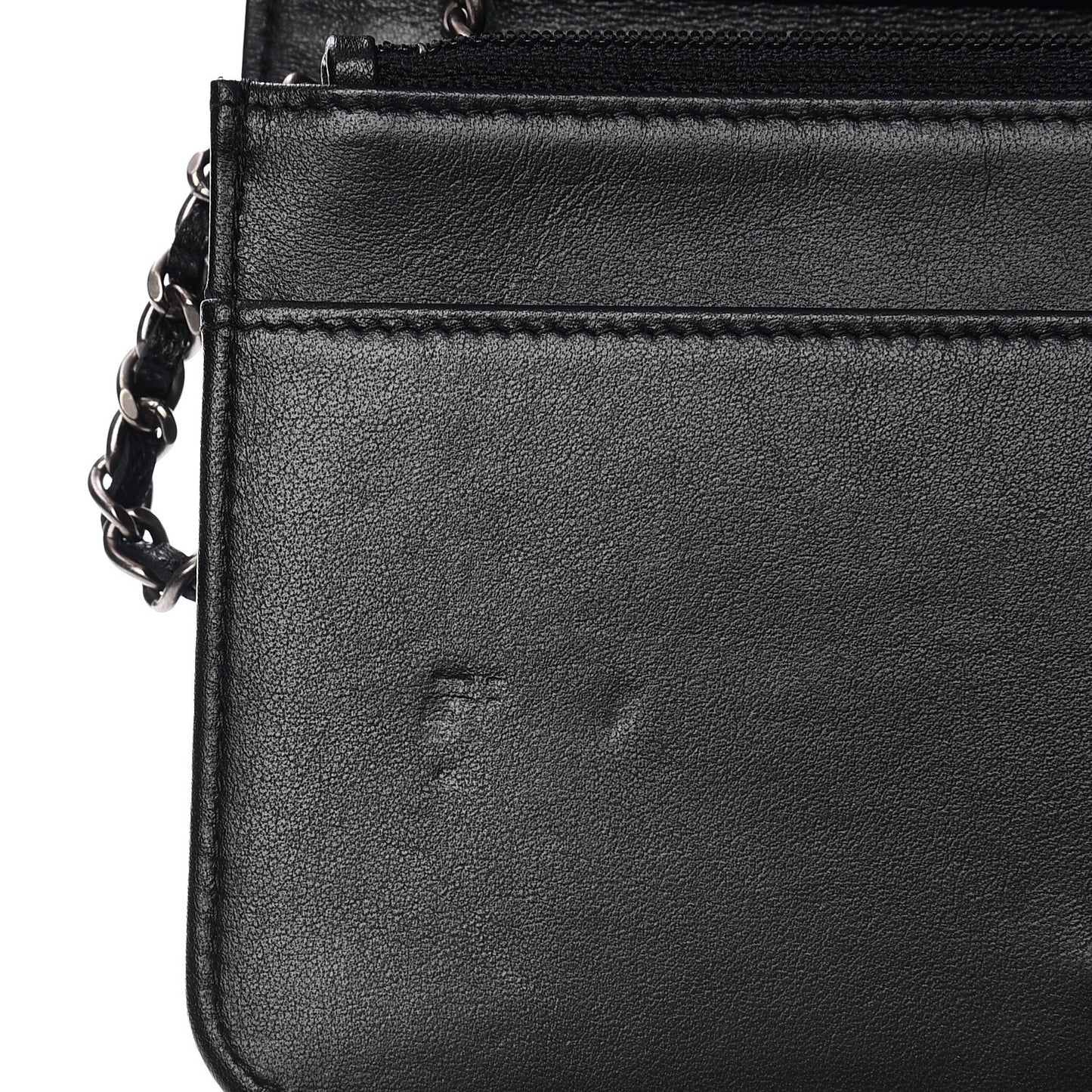 Caviar Chevron Quilted Boy Wallet on Chain WOC Black