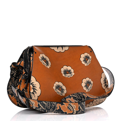 Valentino Garavani Calfskin Floral Print Mime Hobo Brown 2 of 8