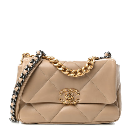 Chanel Lambskin Quilted Medium Chanel 19 Flap Dark Beige 1 of 11