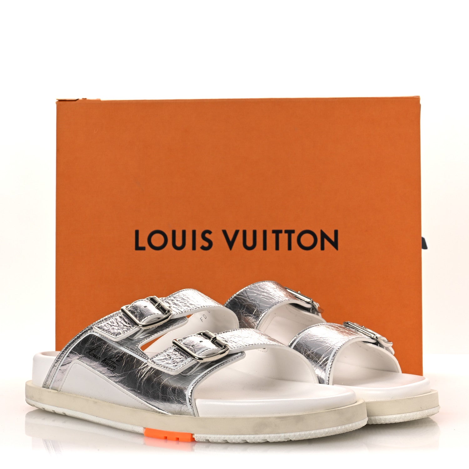 Louis Vuitton Metallic Mix Materials Mens LV Script Trainer Mules 11 Silver Multicolor 12 of 12