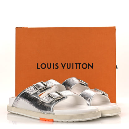 Louis Vuitton Metallic Mix Materials Mens LV Script Trainer Mules 11 Silver Multicolor 12 of 12