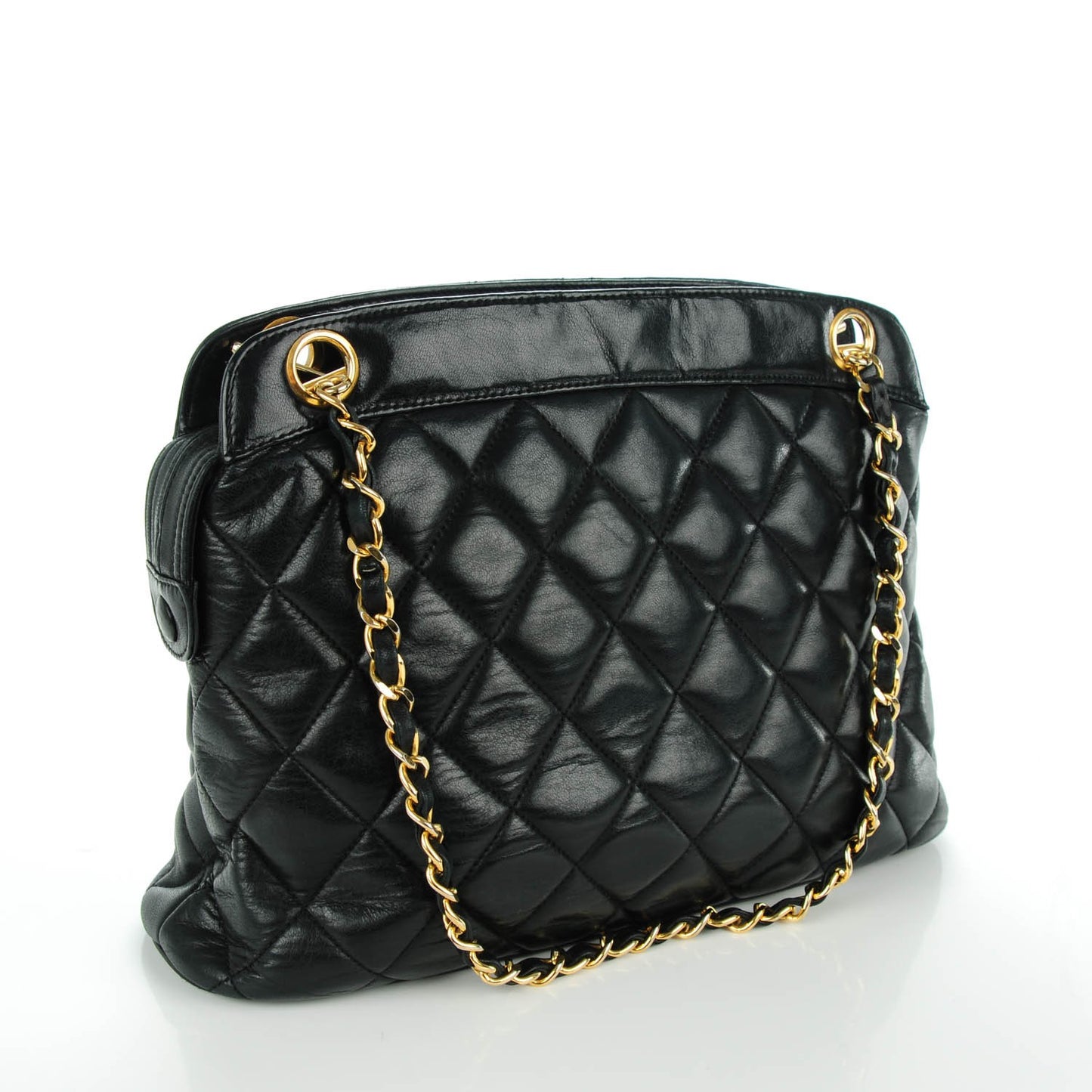 Lambskin Quilted Shoulder Bag Black