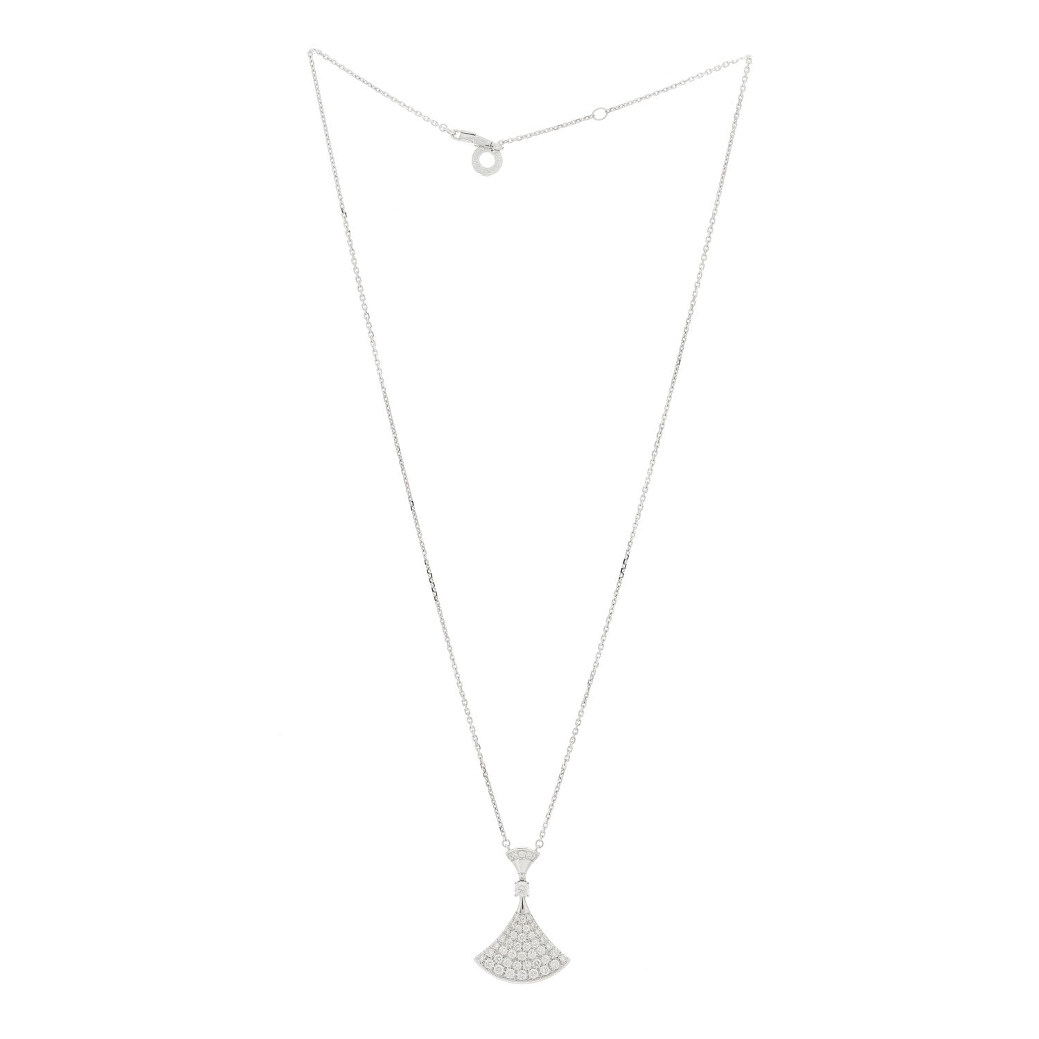 Bulgari 18K White Gold Diamond Large Divas' Dream Pave Necklace 3 of 8