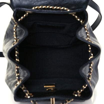Chanel Glazed Aged Calfskin Quilted Small Duma Drawstring Backpack Black 5 of 14