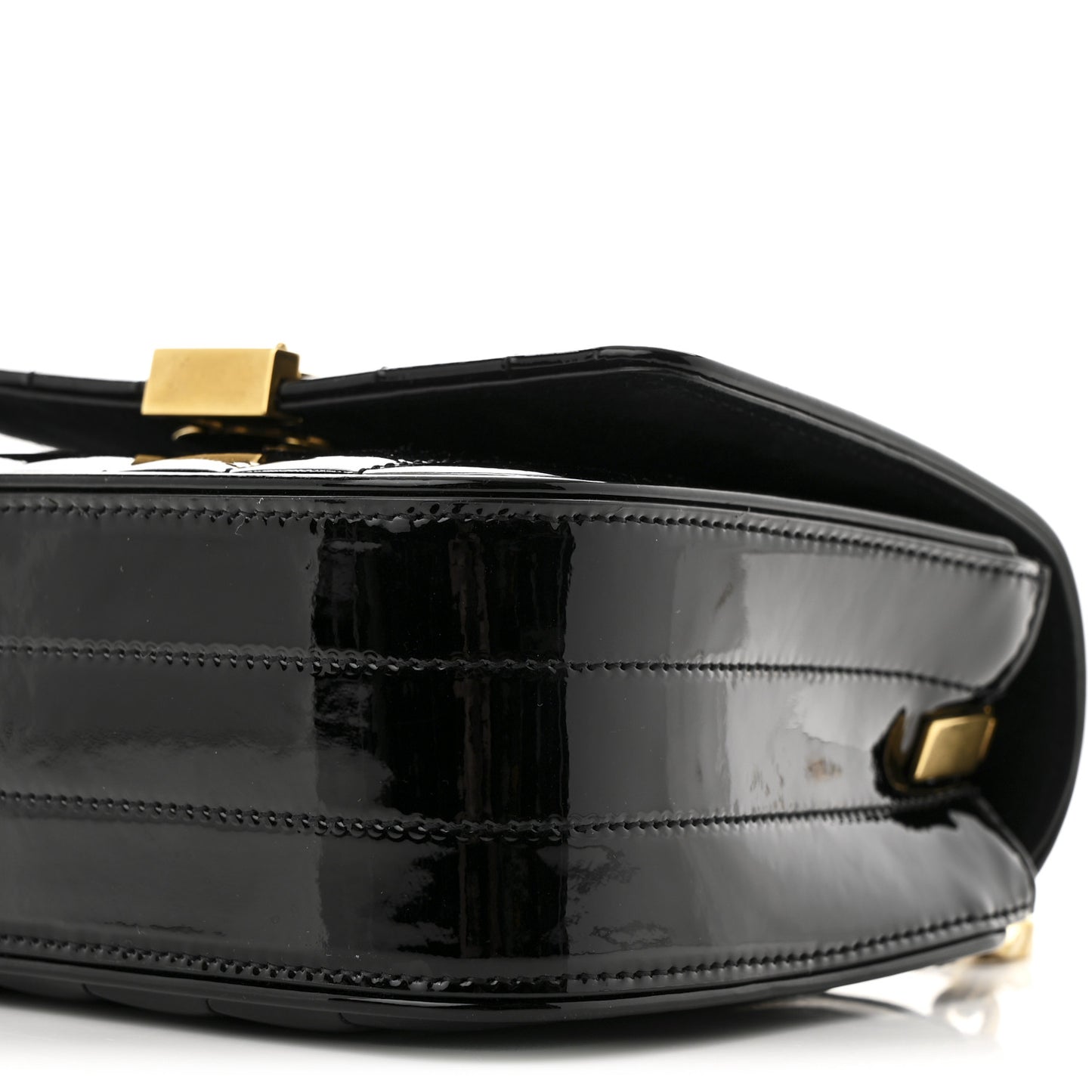Patent Calfskin Matelasse Monogram Small Vicky Chain Bag Black