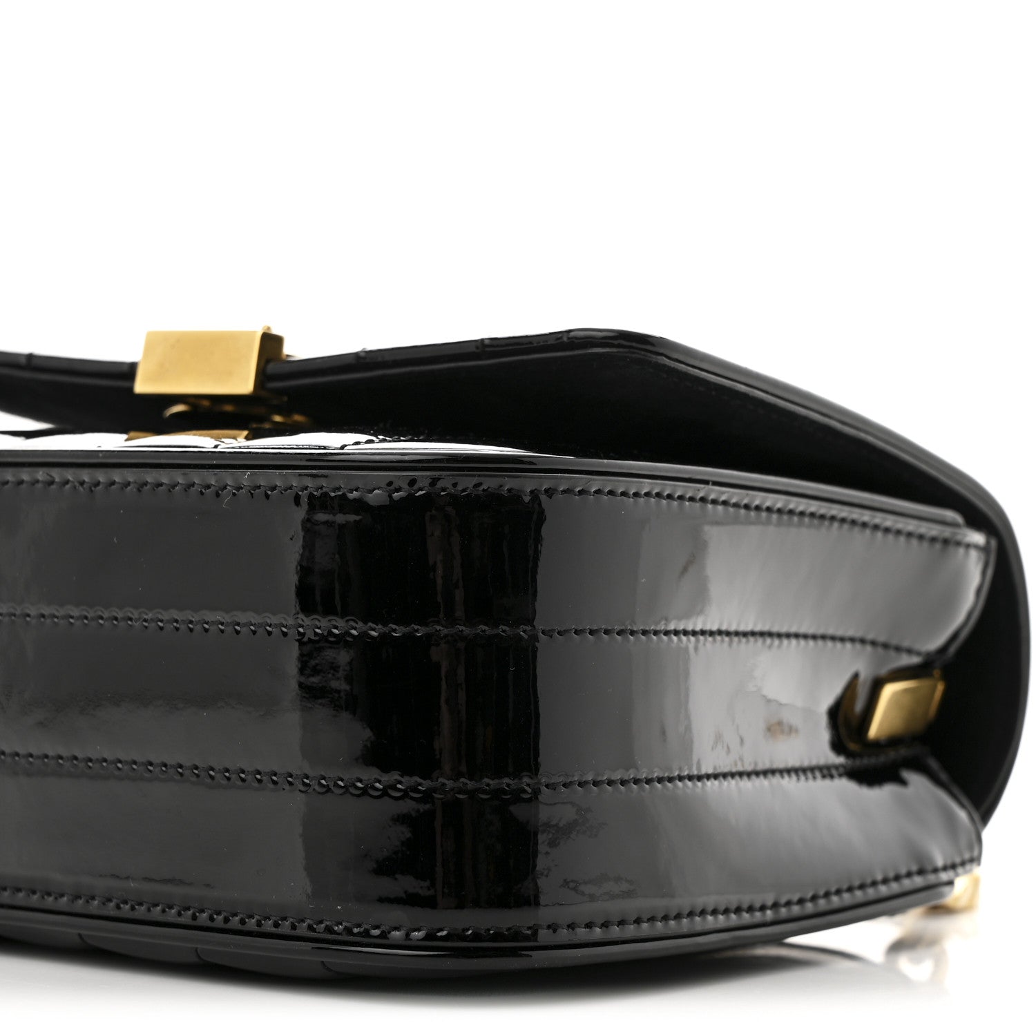 Saint Laurent Patent Calfskin Matelasse Monogram Small Vicky Chain Bag Black 9 of 9