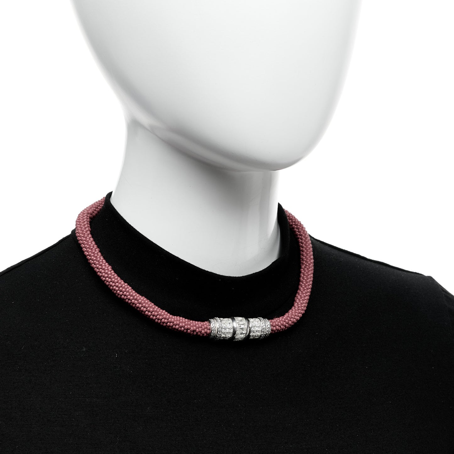 Sterling Silver Resin Crystal Beaded Collar Necklace Red