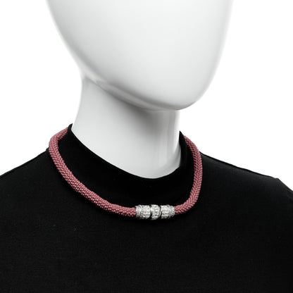 Bottega Veneta Sterling Silver Resin Crystal Beaded Collar Necklace Red 2 of 5