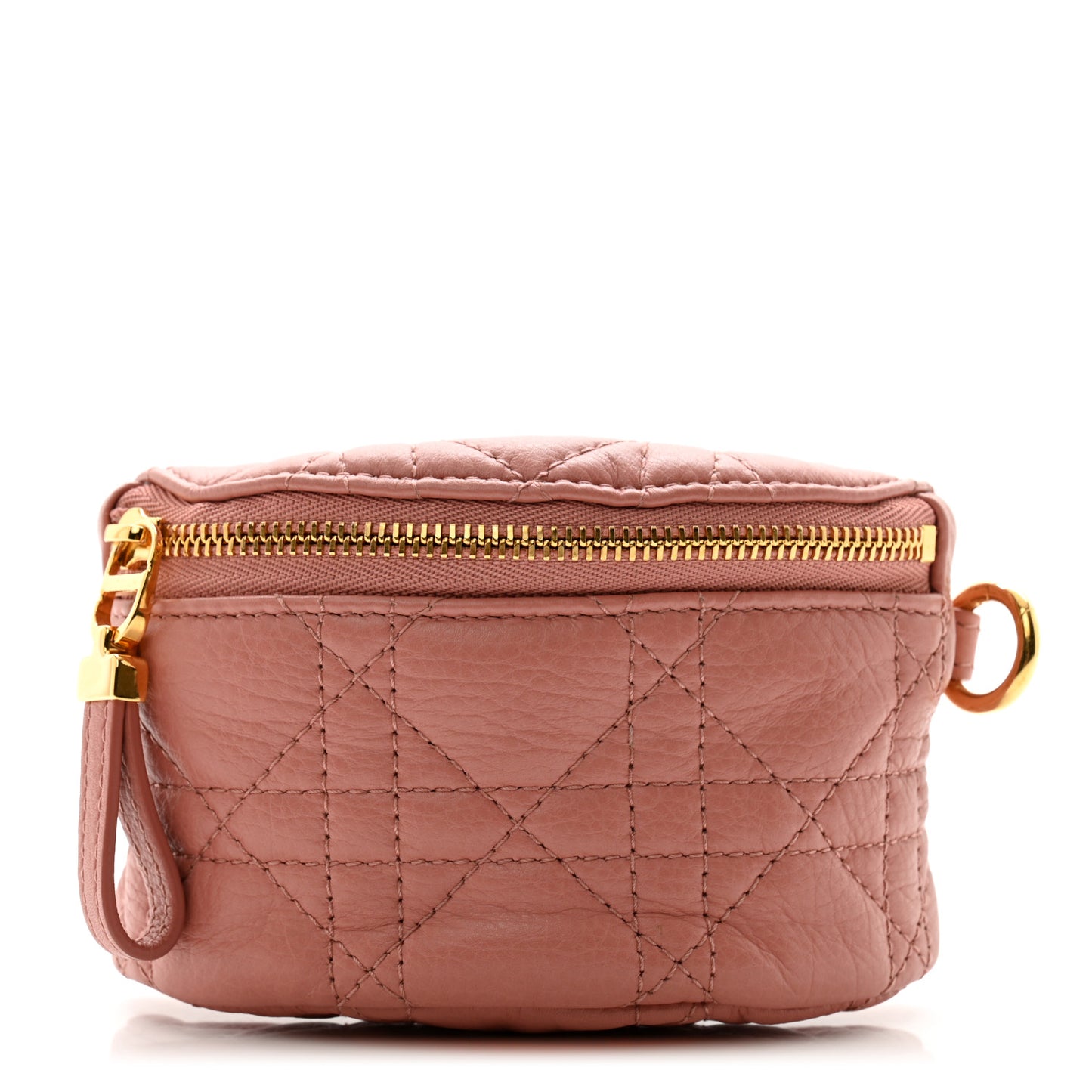 Supple Calfskin Cannage Caro Half-Moon Coin Purse Dark Nude