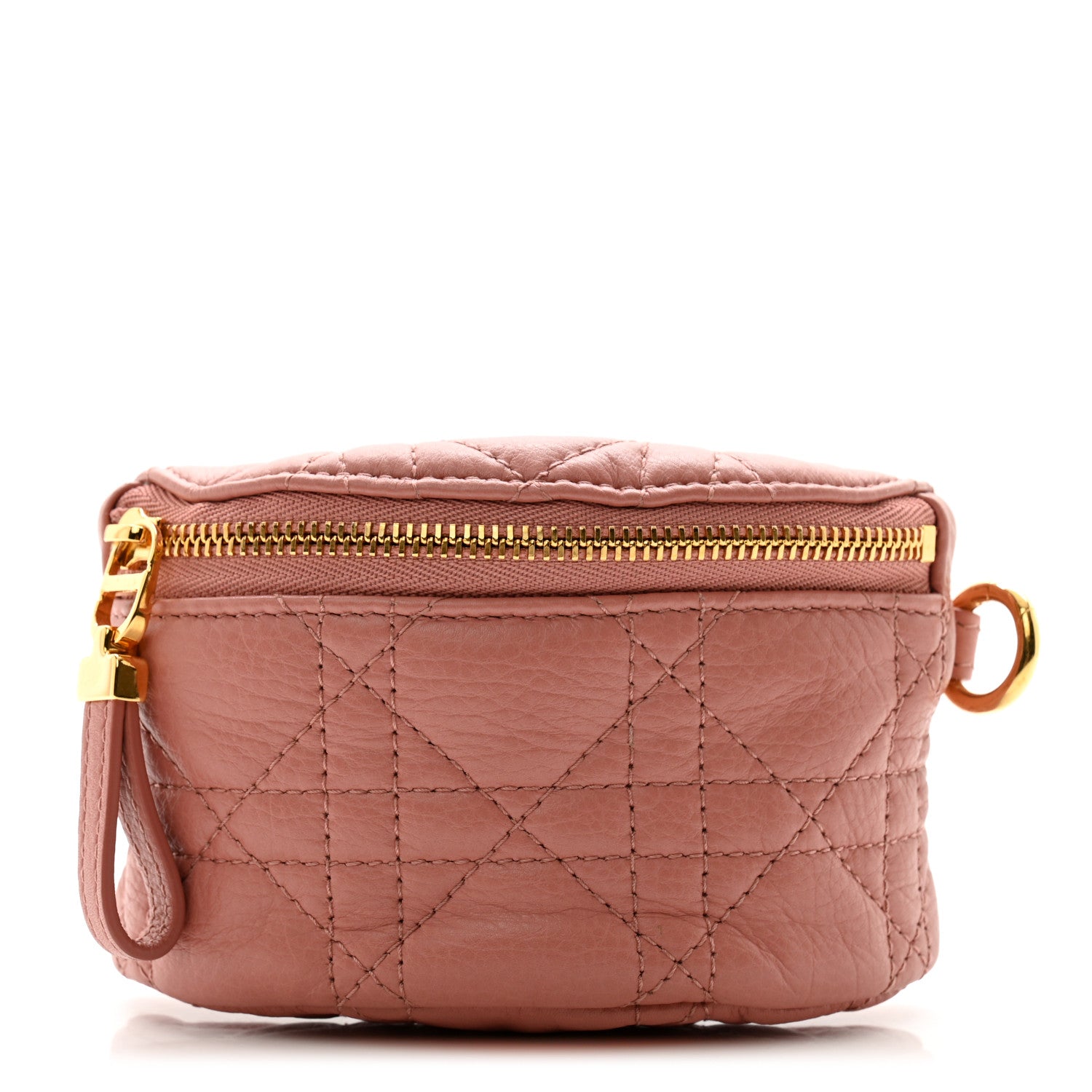 Christian Dior Supple Calfskin Cannage Caro Half-Moon Coin Purse Dark Nude 1 of 9
