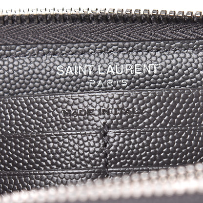 Saint Laurent Grain De Poudre Matelasse Chevron Monogram Zip Around Wallet Coal 7 of 9