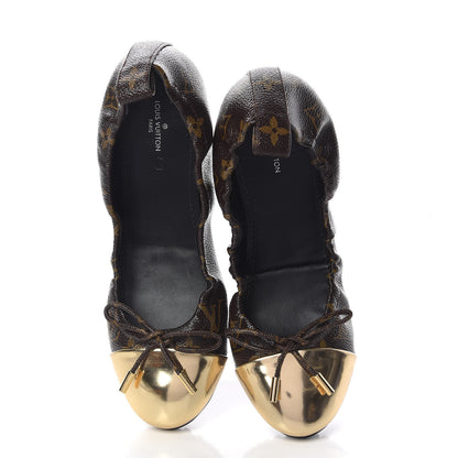 Louis Vuitton Patent Monogram Flirty Ballerina Flats 38 Gold 5 of 9