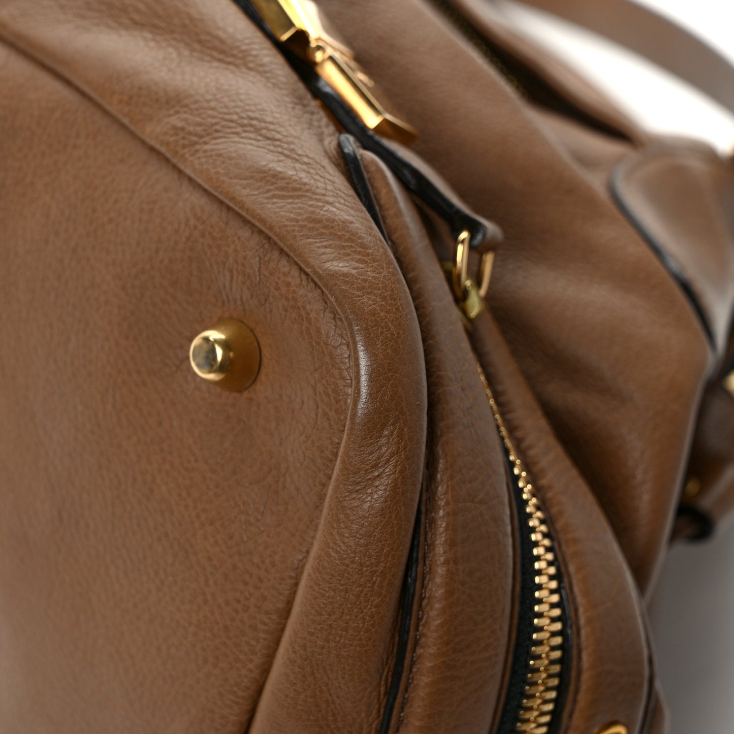 Calfskin Cary Zipped Shoulder Bag Taupe