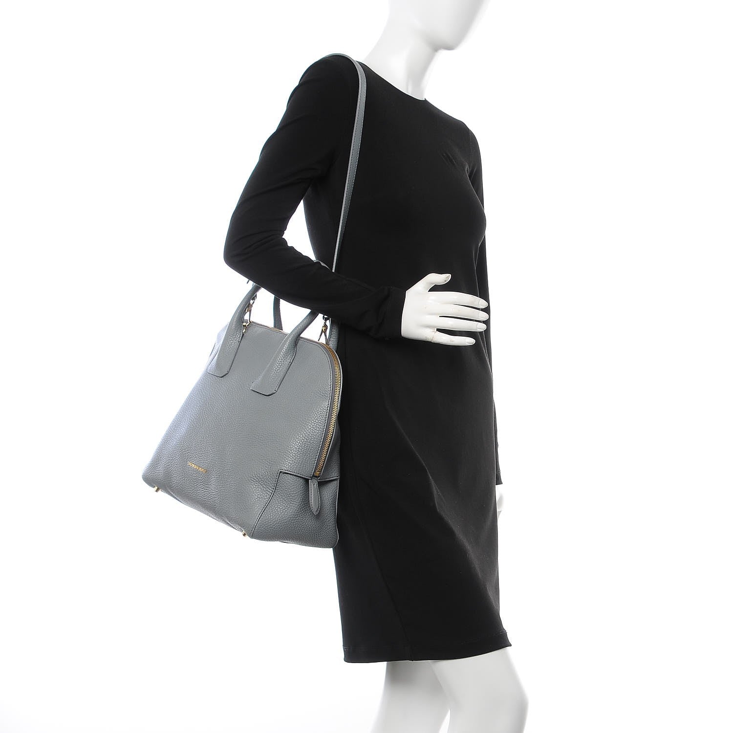 Burberry London Grainy Calfskin Medium Greenwood Bowling Bag Grey 3 of 10