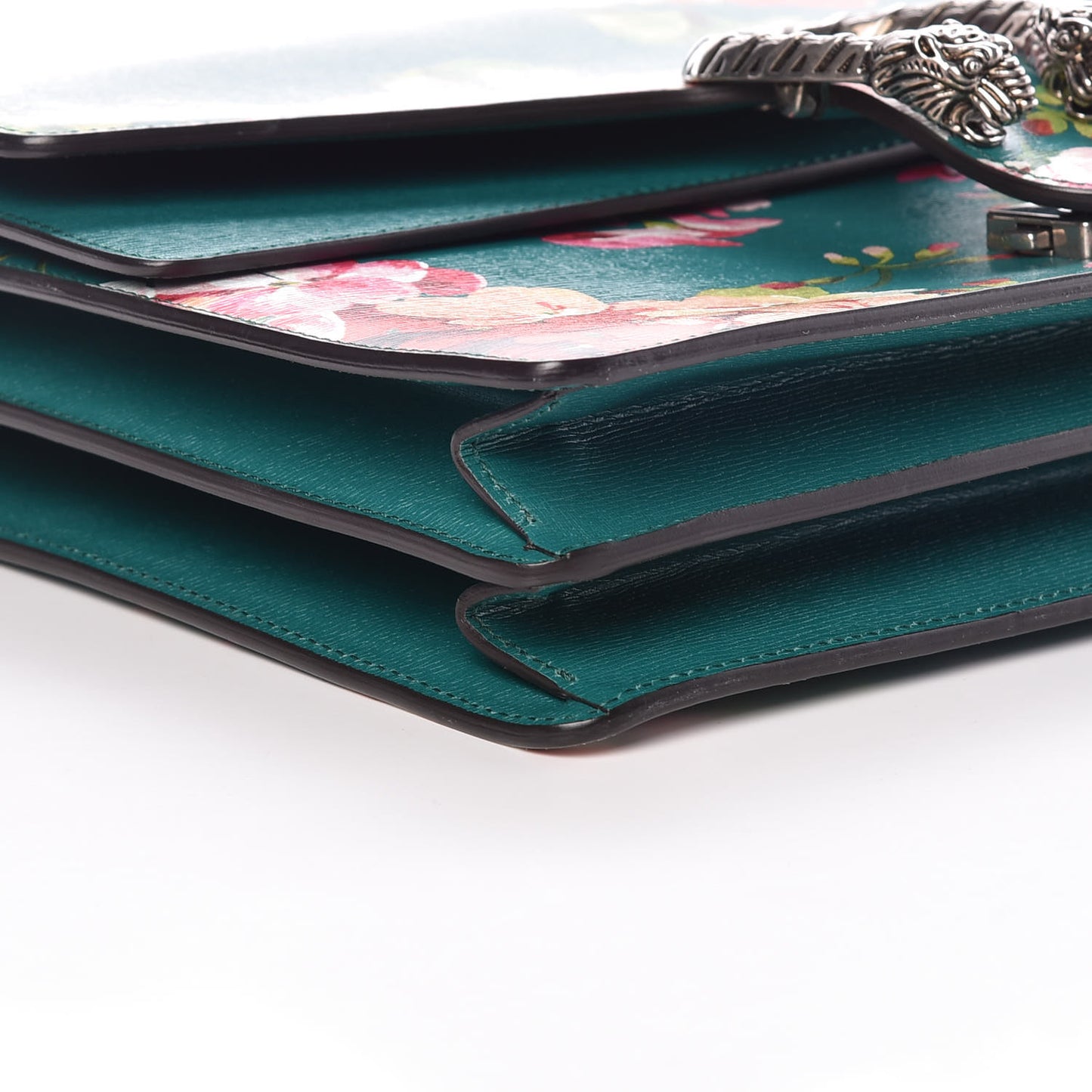 Calfskin Blooms Print Medium Dionysus Shoulder Bag Bright Emerald Multicolor