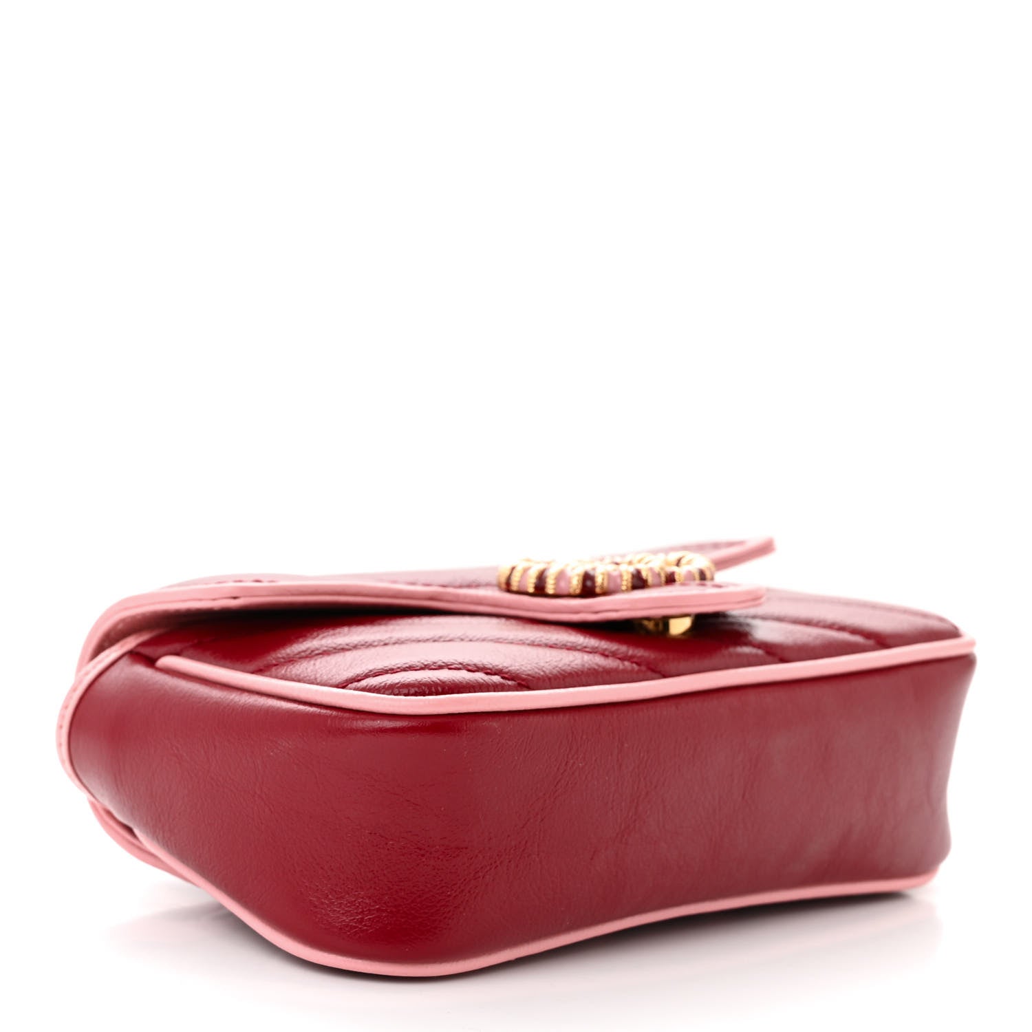 Gucci Azalea Calfskin Enamel Matelasse Diagonal Super Mini Torchon GG Marmont Shoulder Bag New Cherry Red Wild Rose 4 of 10