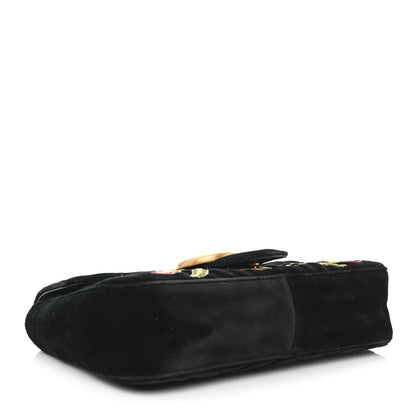 Gucci Velvet Matelasse Loved Embroidered Medium GG Marmont Shoulder Bag Black 4 of 10