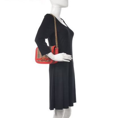 Burberry Patent 1983 Knight Check Link Shoulder Bag Bright Red 2 of 9