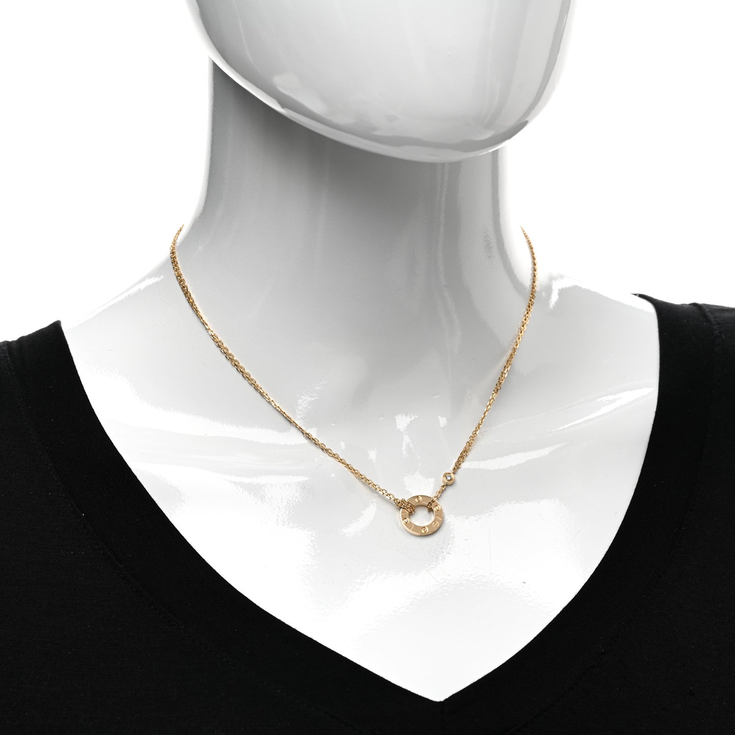 18K Yellow Gold 2 Diamond LOVE Necklace