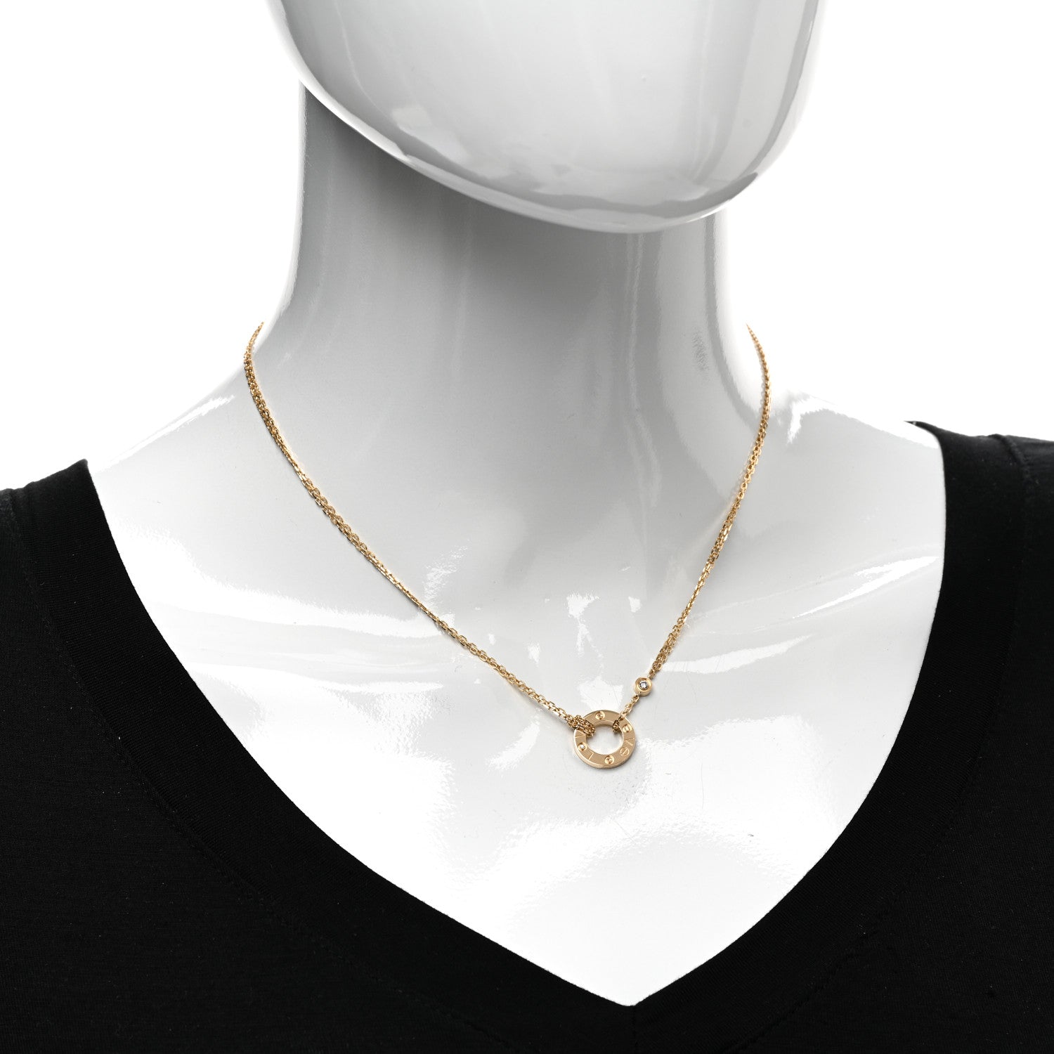 Cartier 18K Yellow Gold 2 Diamond LOVE Necklace 2 of 5